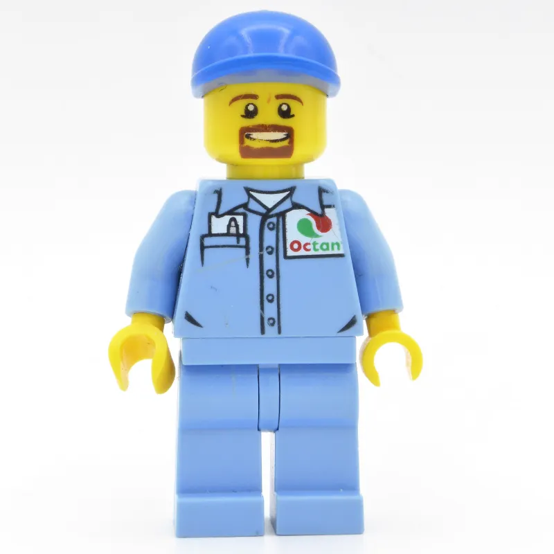 Ground Crew, Medium Blue Shirt with Octan Logo, Medium Blue Legs, Blue Cap, Goatee Beard