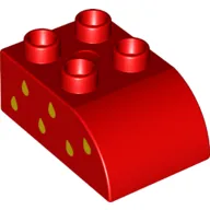 Duplo Brick 2 x 3 with Curved Top with Yellow Raindrops (Strawberry Seeds) On Right Print