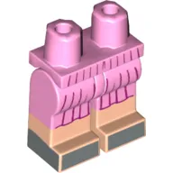 Hips with Bright Pink Legs and Light Nougat Boots Pattern with Dark Pink Skirt Ruffles, with Silver Shoes Print