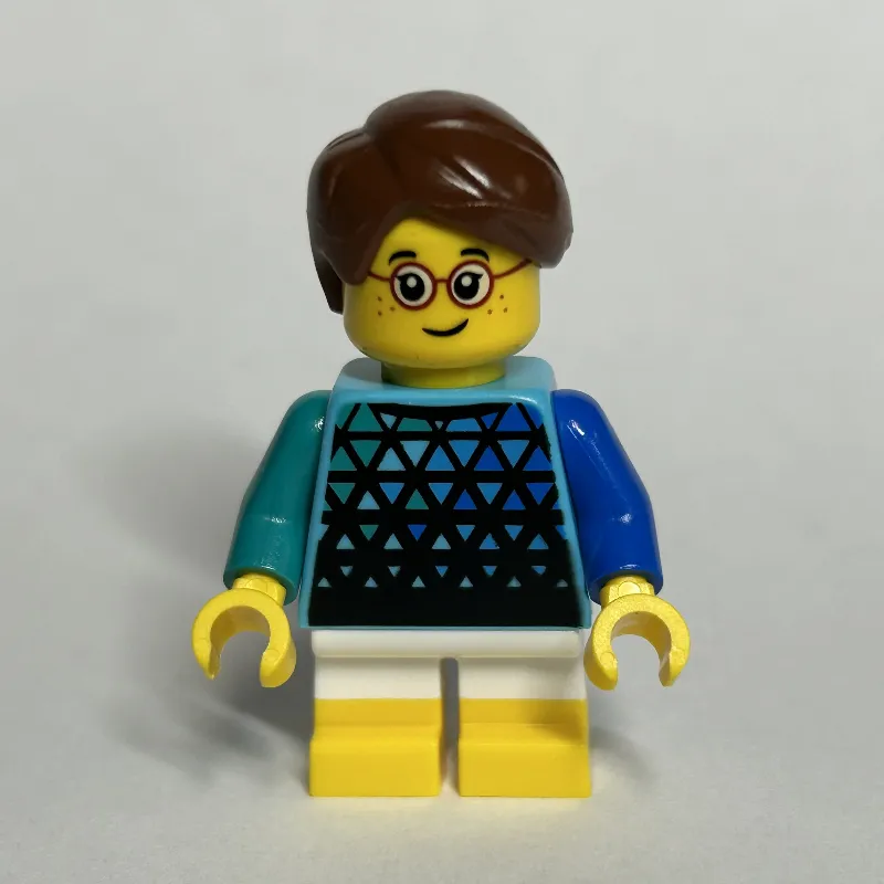 Kid, Medium Azure Torso, White Legs with Yellow Feet, Reddish Brown Hair