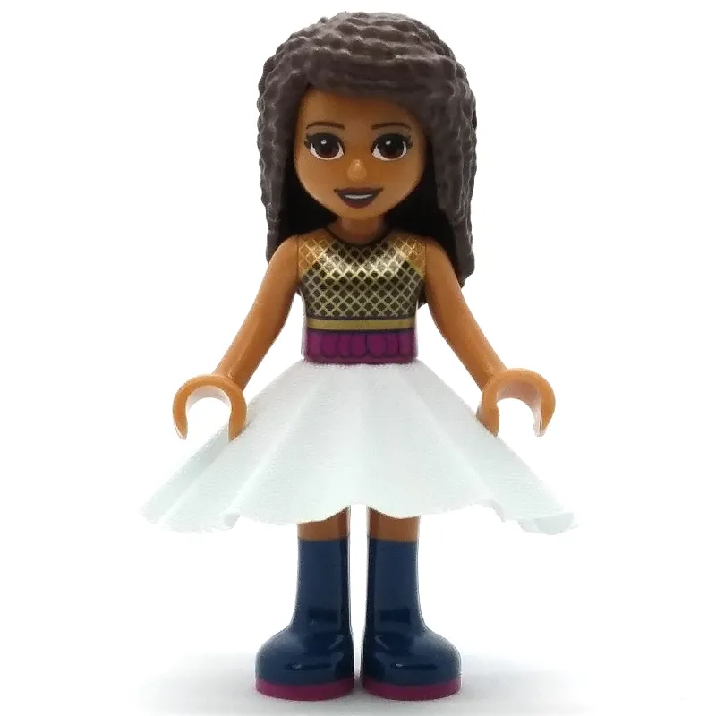 Andrea - Black Top, Magenta/Light Aqua Skirt