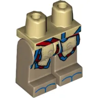 Hips and Dark Tan Legs with Tan Robetails with Red and Blue Trim Print