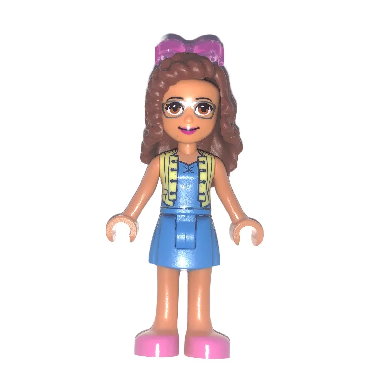 Olivia - Bright Light Yellow Jacket, Dark Azure Skirt, Glasses