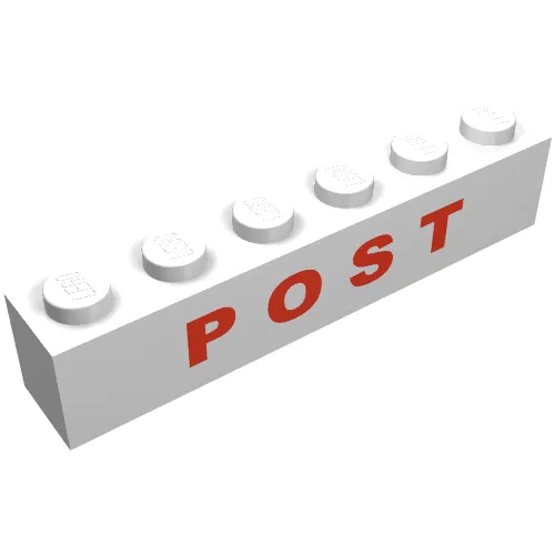 Brick 1 x 6 with 'POST' Thick Red Print