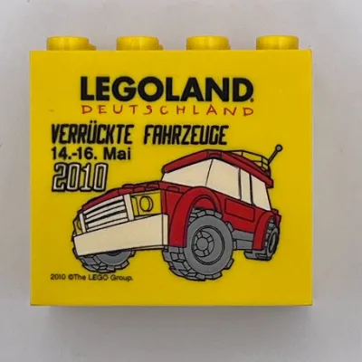 Brick 2 x 4 x 3 with 'LEGOLAND Deutschland Verrückte Fahrzeuge 14.-16. Mai 2010' Print