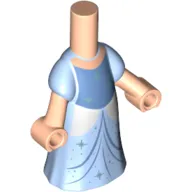 Microdoll Body Long Dress Bright Light Blue with White/Dark Azure Under Dress, Light Nougat Hands