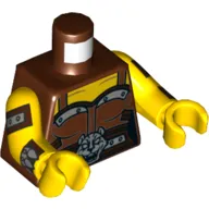 Torso Bodice, Silver Trim and Wolf Buckle Print, Yellow Arms and Hands with Reddish Brown and Silver Cuff and Strap Print