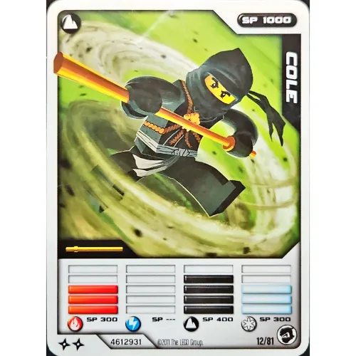 Trading Card, Ninjago Deck #1: 12 - Cole - International Version