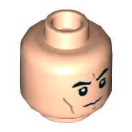 Minifig Head Clone Trooper / Boba Fett / Stormtrooper, Eyebrows, White Pupils, Cheek Lines, Frown Print [Hollow Stud]