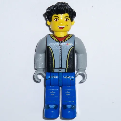 Juniors Minifig, Max, Black Torso, Light Gray Arms, Blue Legs