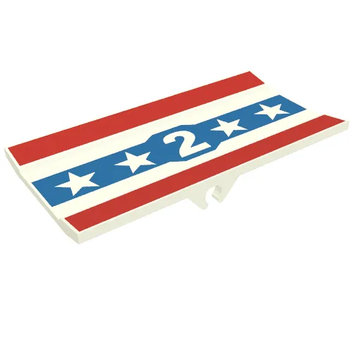 Hinge Panel 6 x 3 with '2', Red & Blue Stripes with Stars Print