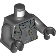 Torso Vest with Dark Tan Camouflage over Shirt with Silver Dots Print, Dark Bluish Gray Arms, Black Hands