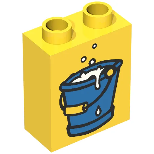 Duplo Brick 1 x 2 x 2 with Bucket of Water in Blue Print