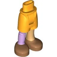 Minidoll Hips and Shorts with Lavender Prosthetic Right Leg, Warm Tan Right Leg, Nougat Shoes print
