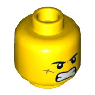 Minifig Head Jack Davids / Bolobo, Eyebrows, Scar on Cheek, Smile with Teeth / Angry with Teeth Print
