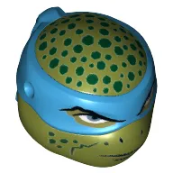 Minifig Head Special, Ninja Turtle with Blue Mask and Dark Green Spots, Closed Mouth Print (Leonardo)