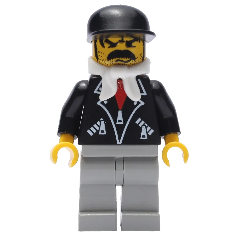 Man - Black Jacket, Light Gray Legs, White Bandanna, Black Cap