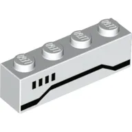 Brick 1 x 4 with 4 Black Squares and Black Stripe (Stormtrooper) Print