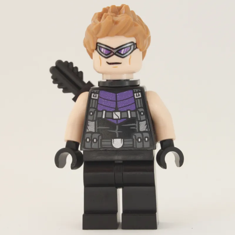 Hawkeye in Black and Dark Purple Outfit with Dark Purple Goggles, and Quiver