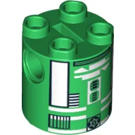 Brick Round 2 x 2 x 2 Robot Body with Black and White Astromech Droid Print (R3-D5)