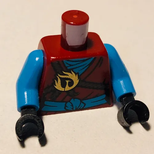 Torso Brown Rope, Gold Phoenix, and Sash Print, Dark Azure Arms, Black Hands