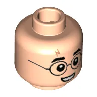 Minifig Head Harry Potter, Lightning Scar, Eyebrows, Glasses, Small Smile Showing Teeth Print