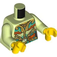 Torso, Asian Style Tunic, Gold/Dark Orange/Dark Turquoise Decorations, Pearl print, Yellowish Green Arms, Yellow Hands