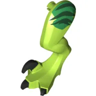 Animal Body Part, Dinosaur, Raptor Leg, Left, with Pin, Black Claws and Dark Green Stripes over Lime Print 10757-1