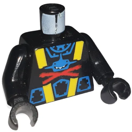 Torso Aquashark Blue Shark with Red X Print, Black Arms and Hands