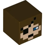 Minifig Head Special, Cube with Pixelated Face, Blue Eye, Eyepatch Print