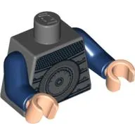 Torso Armor with Large Disc and Chain Mail Print, Dark Blue Arms, Light Nougat Hands