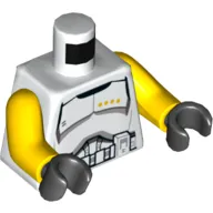 Torso Armor Clone Trooper Commander Black Belt and Four Yellow Stars Print, Yellow Arms, Black Hands