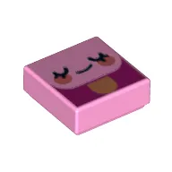 Tile 1 x 1 with Face, Closed , Blushes on Ice Cream Stick print