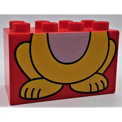 Duplo Brick 2 x 4 x 2 with Yellow Cat, Bottom Half Print