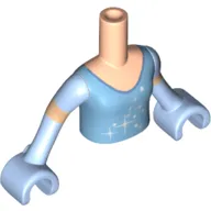 Minidoll Torso Girl with Black Dress Print, Light Nougat Arms and Hands