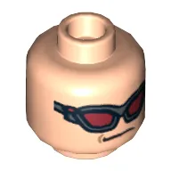 Minifig Head Hawkeye, Dual Sided, Dark Red Sunglasses / Brown Eyebrows, Determined Print [Hollow Stud]