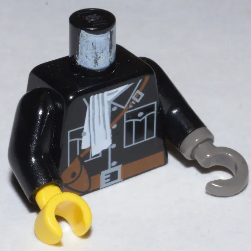 Torso Jacket, White Scarf, Brown Belt Print, Black Arms, Yellow Hand Right, Dark Gray Hook Left