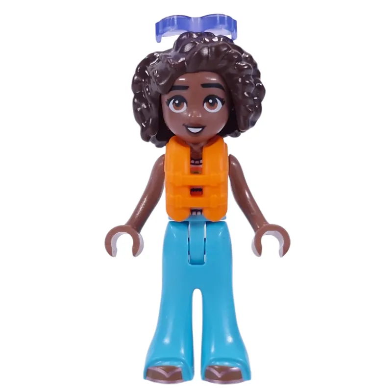 Aliya - White Shirt, Medium Azure Pants, Sunglasses, Lifevest