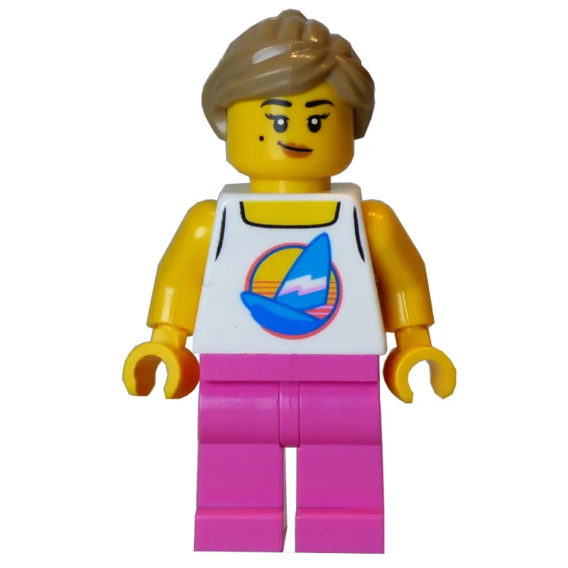 White Torso, Dark Pink Legs, Dark Tan Hair