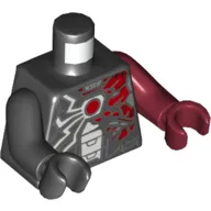 Torso, Odd Arms and Hands, White and Dark Red Spider Print (Venom), Left Dark Red Arm and Hand, Right Black Arm and Hand