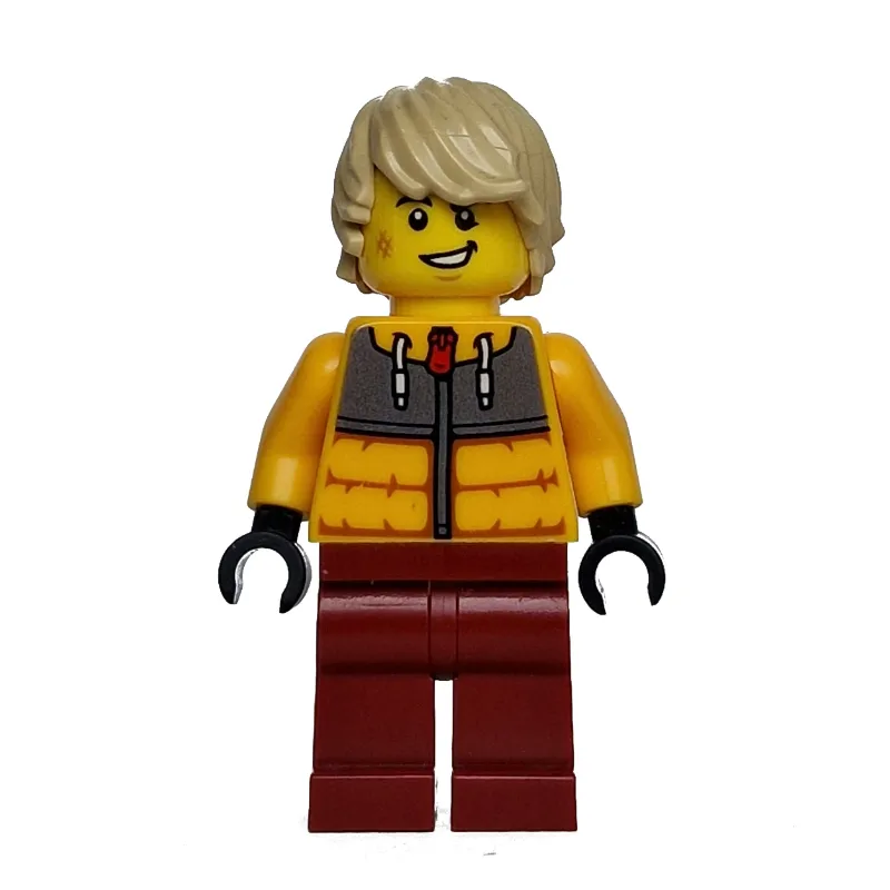 Snowboarder, Bright Light Orange Jacket, Dark Red Legs