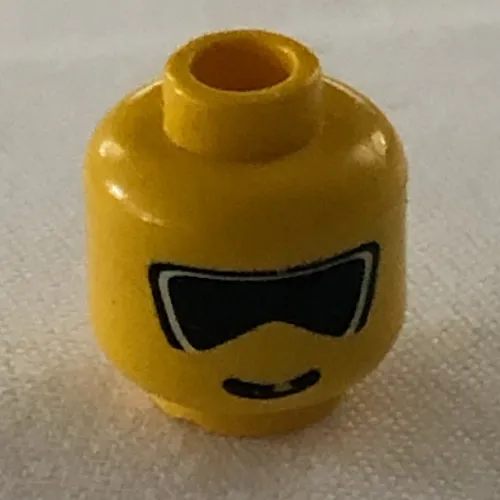 Minifig Head, Glasses with Dark Ski Goggles Print [Blocked Open Stud]