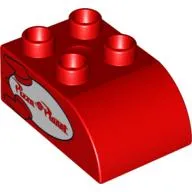 Duplo Brick 2 x 3 with Curved Top and Pizza Planet Logo Print