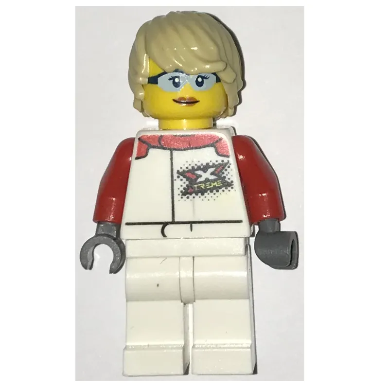 Racer, Woman, White and Red Jumpsuit, Tan Hair, Safety Glasses