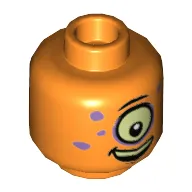 Minifig Head Alien Keytarist, One Large Eye, Medium Lavender Spots, Open Mouth Smile Print