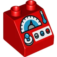 Duplo Brick 2 x 2 Slope 45° with Buttons, Knobs, and Gauge Print