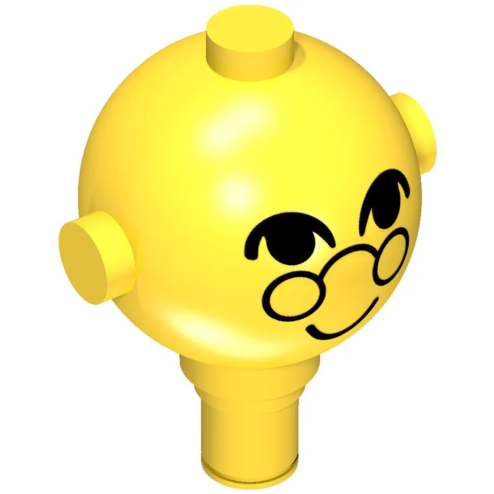 Homemaker Figure Head with Eyes, Glasses and Smile Print