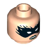 Minifig Head Hela, Eyebrows, Green Lips, Smirk with Green Eye Shadow / Black Eye Mask Print