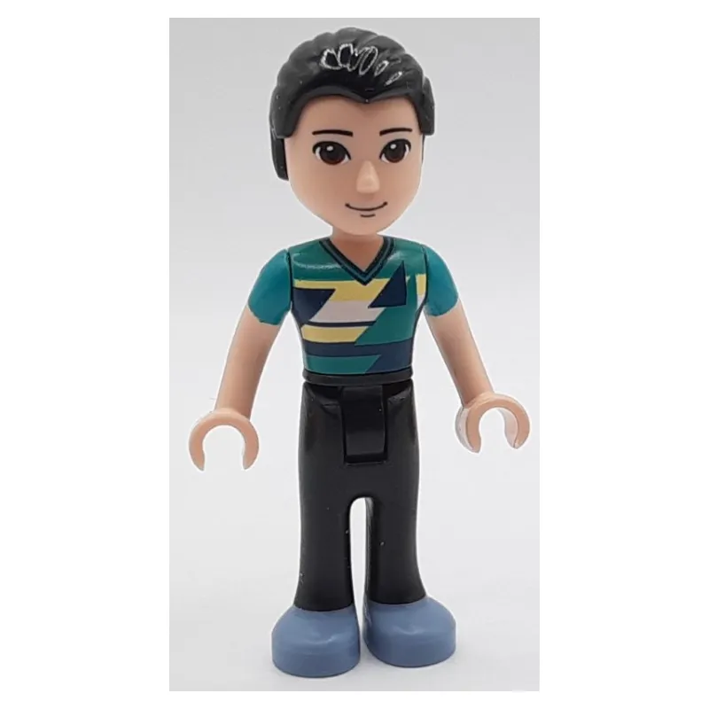 Robert - Dark Turquoise Top, Black Pants