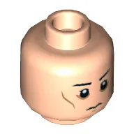 Minifig Head, Eyebrows, White Pupils, Cheek Lines, Circles around Eyes, Frown Print